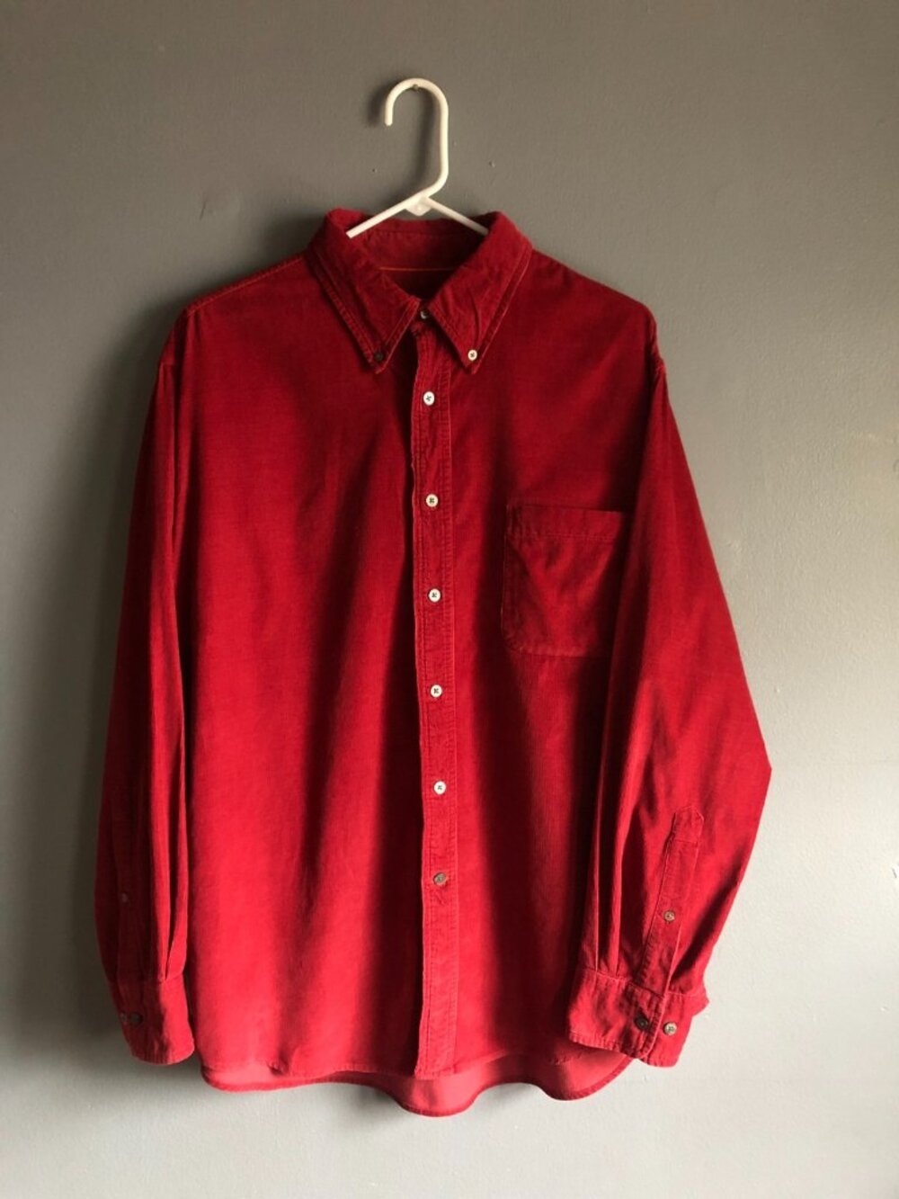 Vintage St. John's Bay Heavyweight Corduroy Shirt Large Wine Red Cotton Shacket